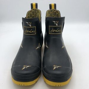 Joules Wellibob Pull On Rain Boots Printed Bumblebees Yellow Women’s Size 9